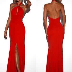 Červené večerní dlouhé šaty TRUCE s holými zády Velikost: M