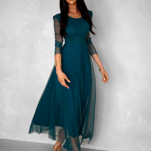 Petrolejové dlouhé společenské šaty ASHER Velikost: ONESIZE