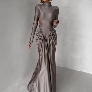 Šedé společenské tvarující šaty RELANIO s průstřihy Velikost: ONESIZE