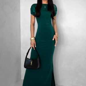 Smaragdové dlouhé šaty TIELAS s řasením Velikost: ONESIZE