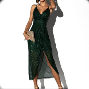 Smaragdové elegantní šaty AGUILO s flitry Velikost: ONESIZE