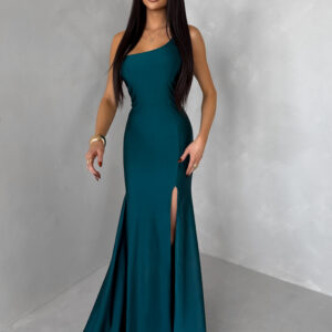 Smaragdové společenské asymetrické šaty GAREVIA s rozparkem Velikost: ONESIZE