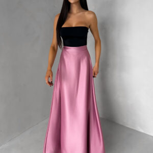 Starorůžová saténová dlouhá maxi zavinovací sukně DENISSE Velikost: ONESIZE