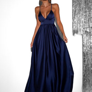 Tmavě modré elegantní šaty MAKANY