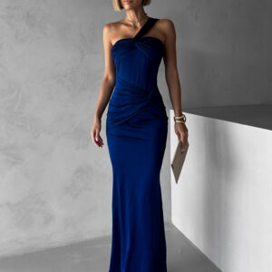 Tmavě modré společenské vypasované šaty REFFLESIE Velikost: ONESIZE