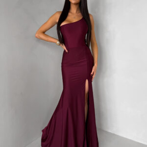 Vínové společenské dlouhé šaty GAREVIA s rozparkem Velikost: ONESIZE