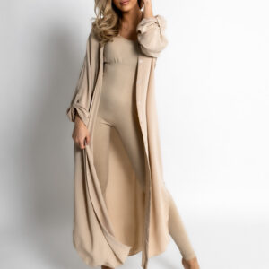 Béžové basic dlouhé košilové šaty košile NESSY Velikost: ONESIZE