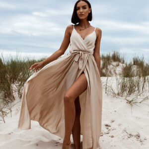 Béžové elegantní dlouhé šaty FAIRYTALE