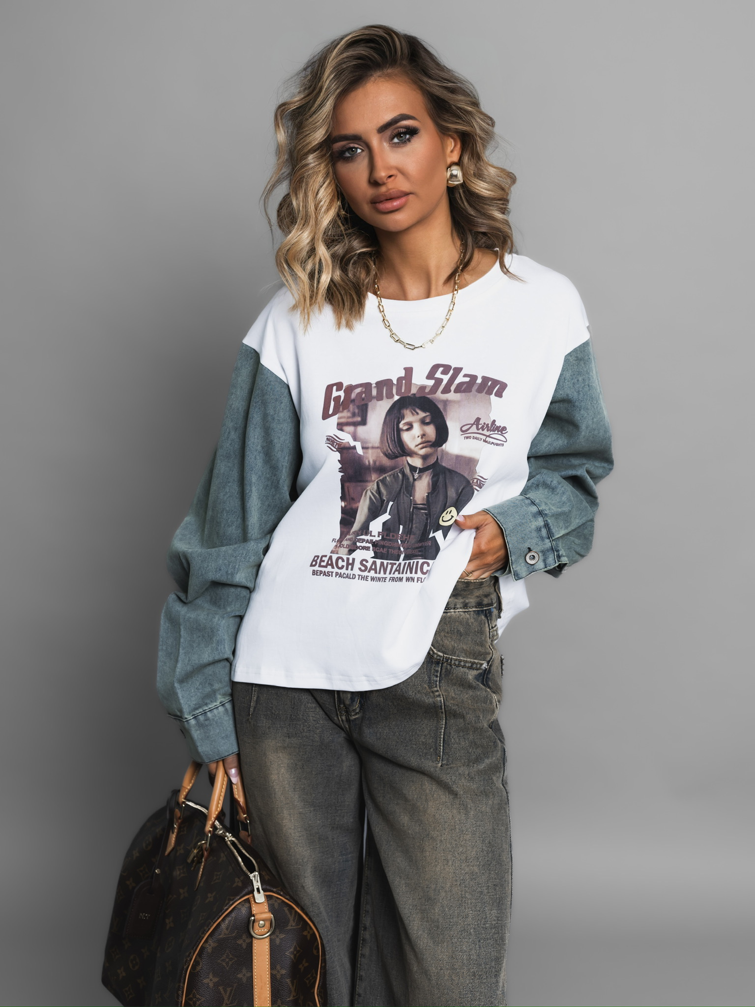 Bílá mikina LEDYN 100% bavlna s potiskem Velikost: ONESIZE - Obrázek 2