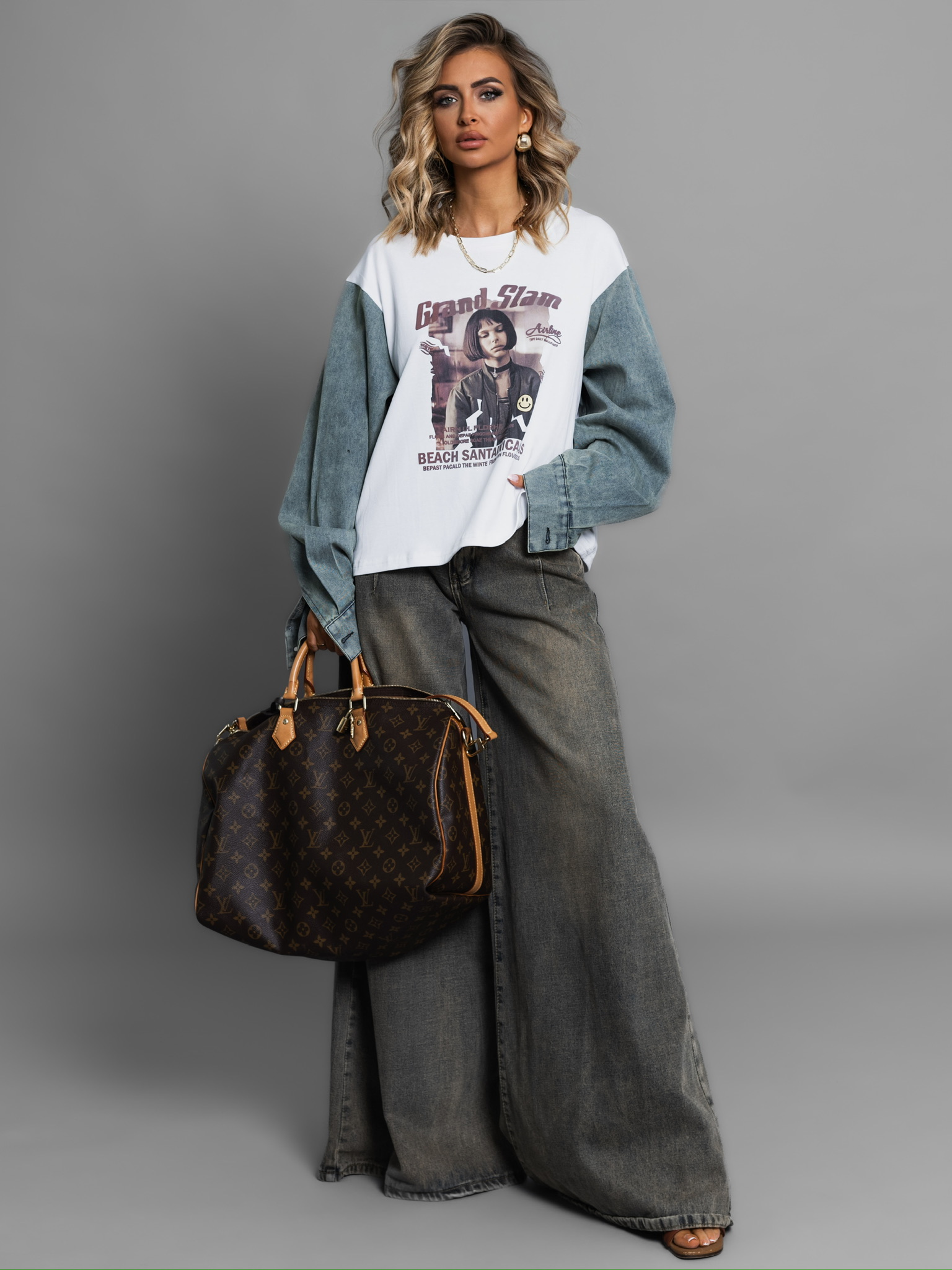 Bílá mikina LEDYN 100% bavlna s potiskem Velikost: ONESIZE - Obrázek 3