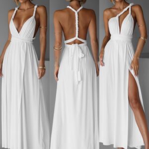 Bílé elegantní šaty KATIE s vázáním