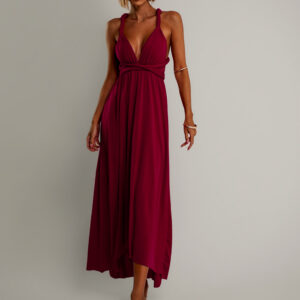Bordó elegantní šaty BEATRICE s vázáním Velikost: ONESIZE