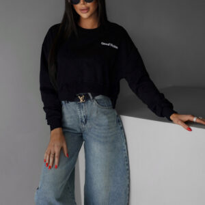 Černá bavlněná crop mikina WADIE Velikost: ONESIZE