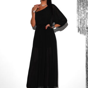 Černé asymetrické dlouhé šaty NAVEL na jedno rameno