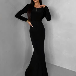 Černé dlouhé maxi šaty BRINOVA s odhalenými zády Velikost: ONESIZE