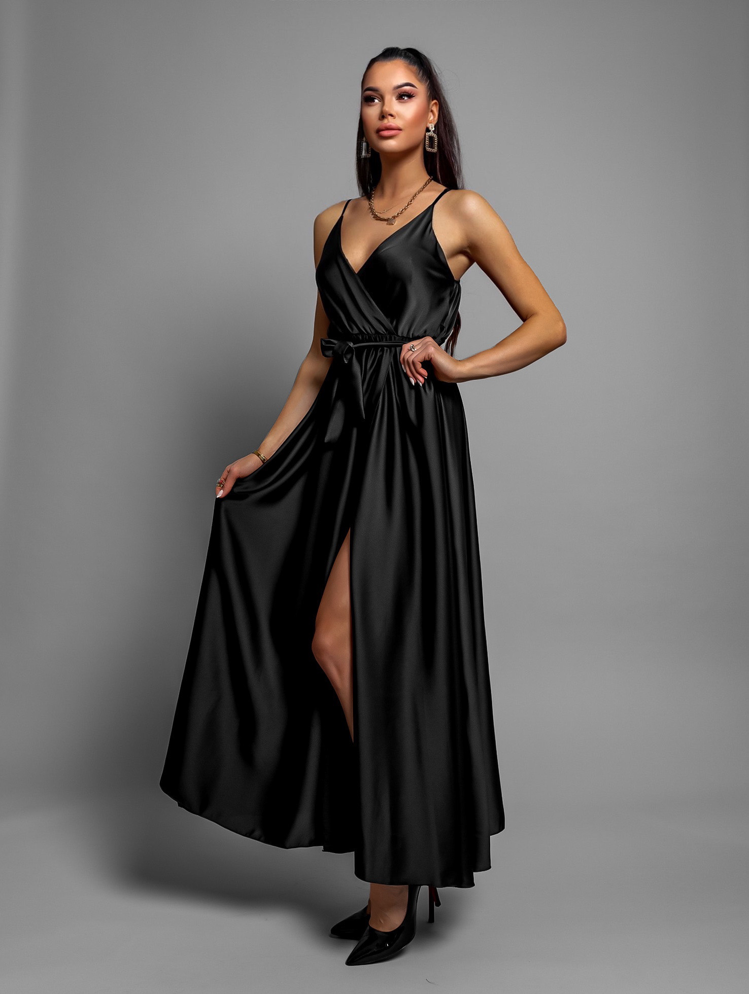 Černé elegantní dlouhé šaty FAIRYTALE Velikost: ONESIZE - Obrázek 3