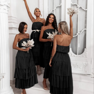 Černé elegantní šaty HARMONIA s mašlí