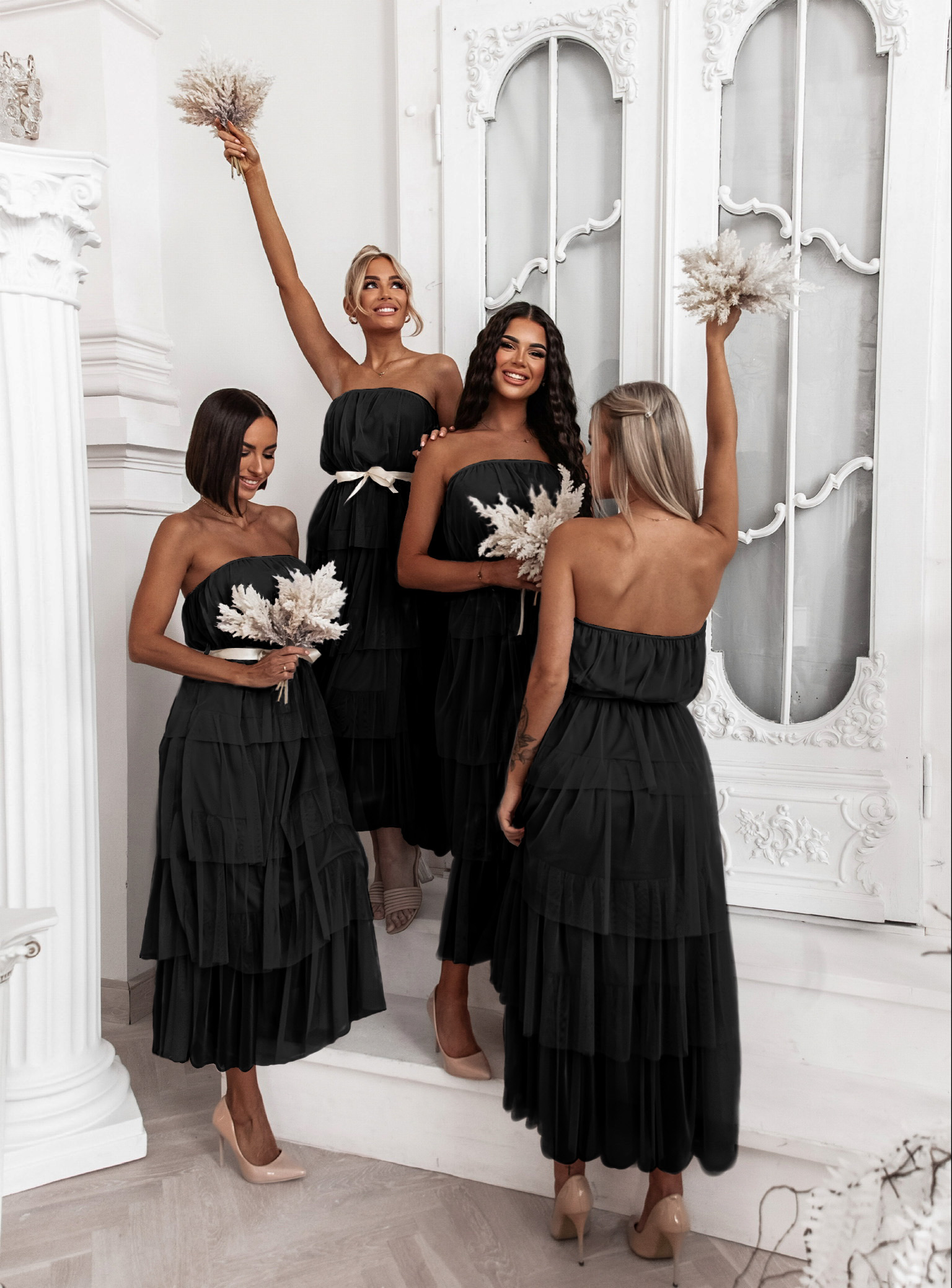 Černé elegantní šaty HARMONIA s mašlí