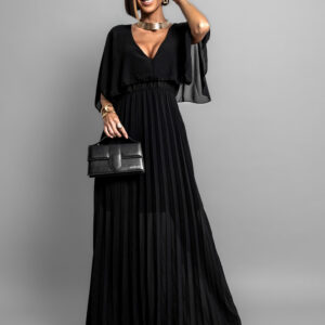 Černé elegantní šaty PARFOMELLE s výsřihem do V