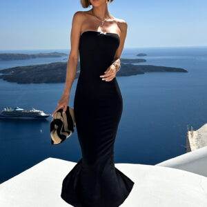 Černé jednoduché šaty BILATINE bez ramínek Velikost: ONESIZE