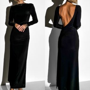 Černé společenské dlouhé šaty ASPASIA Velikost: ONESIZE