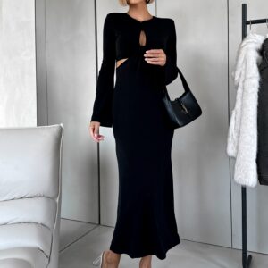 Černé společenské šaty AMYNYT s průstřihy Velikost: ONESIZE