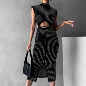 Černé třpytivé šaty WALTR s průstřihy Velikost: ONESIZE