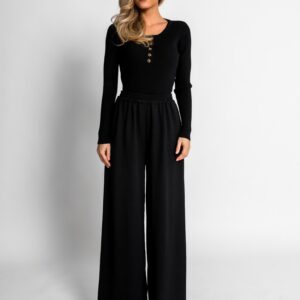 Černý žebrovaný top THULIT Velikost: ONESIZE