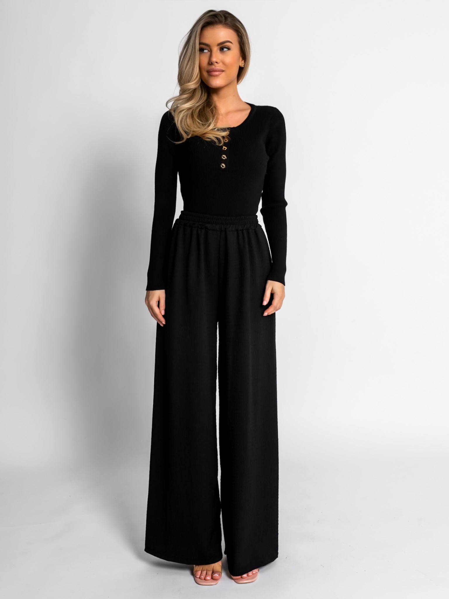 Černý žebrovaný top THULIT Velikost: ONESIZE