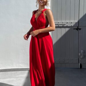 Červené elegantní šaty BEATRICE s vázáním