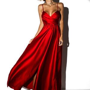 Červené elegantní šaty PATILLA s rozparkem