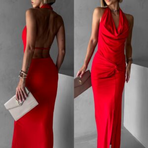 Červené elegantní šaty RHIANY s odhalenými zády Velikost: ONESIZE