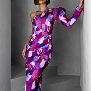 Fialové dlouhé barevné elegantní šaty KAROT Velikost: ONESIZE