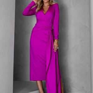 Fialové dlouhé elegantní šaty AUTIS se zavazováním Velikost: ONESIZE