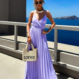 Fialové dlouhé plisované šaty SUNLOVE na ramínka Velikost: ONESIZE