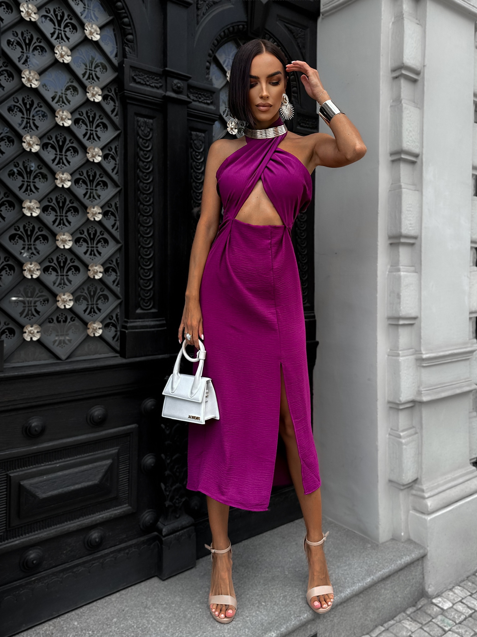 Fialové elegantní šaty KOMPARZE na zavazování Velikost: ONESIZE - Obrázek 2