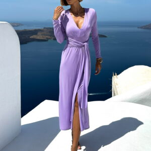 Fialové šaty BOTTOM s dlouhým rukávem Velikost: ONESIZE