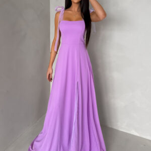 Fialové společenské dlouhé šaty AMIREZA s rozparkem Velikost: L