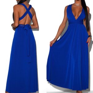 Královsky modré elegantní šaty BEATRICE s vázáním Velikost: ONESIZE