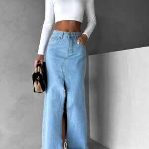 Modrá dlouhá long džínová sukně WIDALAN Velikost: M