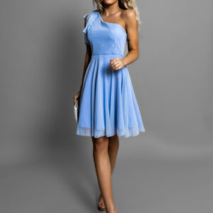 Modré tylové šaty TANLIC na jedno rameno Velikost: S