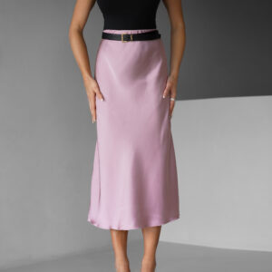 Starorůžová saténová midi sukně LEONTIJ Velikost: ONESIZE