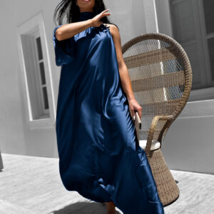 Tmavě modré lesklé elegantní šaty GLADIOLUS Velikost: ONESIZE