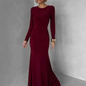 Vínové jednoduché společenské dlouhé šaty MORIEL Velikost: ONESIZE