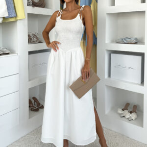 Bílé dlouhé bavlněné boho šaty WONDER Velikost: M/L