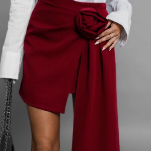 Bordó krátká mini sukně DIVOLET s aplikací Velikost: ONESIZE