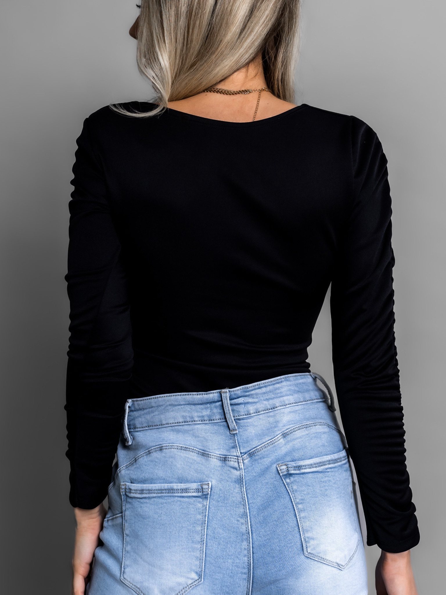 Černé elastické body ENRIC s řasením Velikost: ONESIZE - Obrázek 3