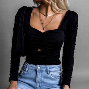 Černé elastické body ENRIC s řasením Velikost: ONESIZE