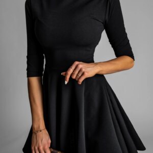 Černé elegantní šaty GROUND s dlouhým rukávem