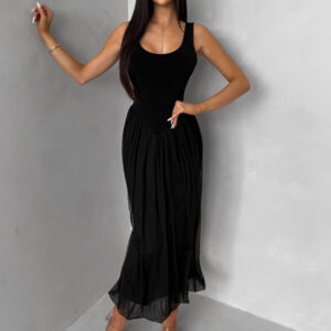 Černé elegantní tvarující šaty KRYLON s šifonovou sukní Velikost: M/L